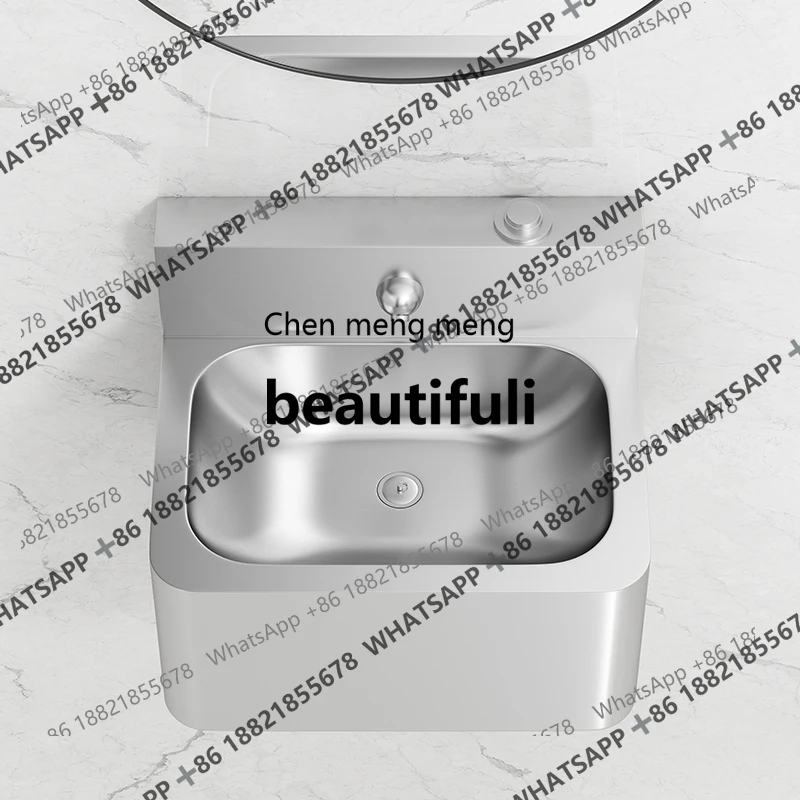 

X Stainless steel wall-mounted type, washbasin pressing water outlet square, wall-mounted basin