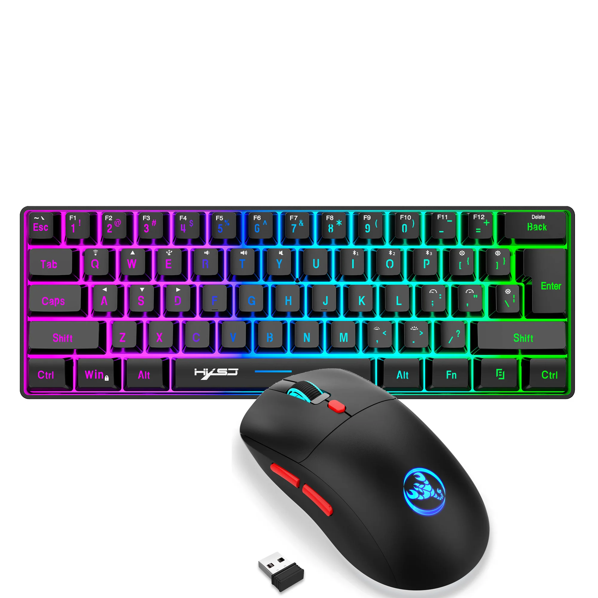 60% bezdrátový herní klávesnice a myš comba, RGB podsvícená skromný ergonomická mechanická cit klávesnice, herní myš pro plocha