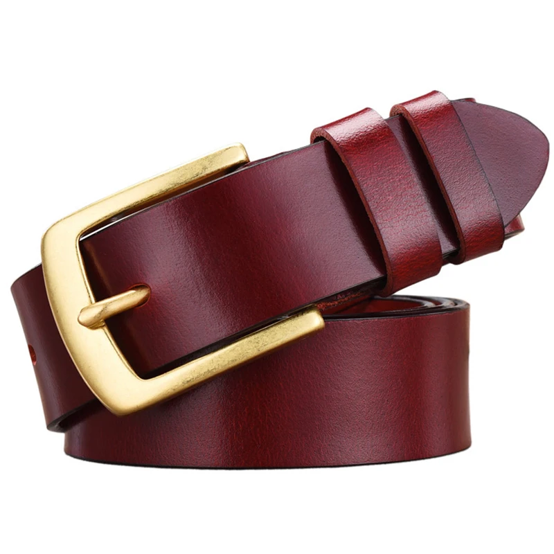 

Genuine Leather for Men High Quality Jeans Belt Strap Pin Buckle Men's Fashion Cowskin Belts Cummerbunds Ceinture Homme