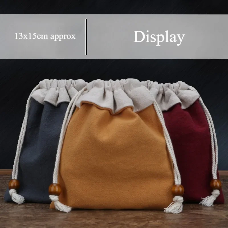 휴대용 팔찌 구슬 끈 가방, 여행용 쥬얼리 키, 이어폰 케이블 거치대 정리함 가방, 린넨 드로스트링 백, 13*15cm, 1 개