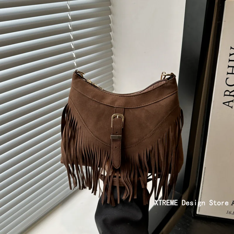 

Ретро модная сумка через плечо с бахромой, женская сумка-тоут, осенне-зимняя сумка через плечо, сумки через плечо для женщин