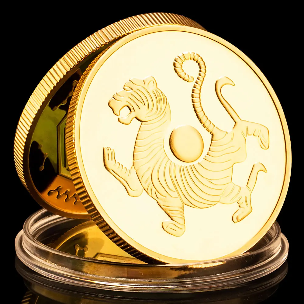 The Four Mythical Creatures of Ancient Times White Tiger Collectible Silver Gold Plated Souvenir Coin Tai Chi Commemorative Coin