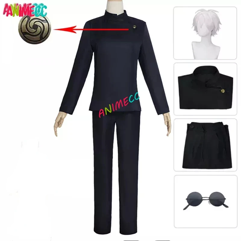 

ANIMECC in Stock S-3XL Gojo Satoru Cosplay Costume Wig Glasses High School Uniform Halloween Party Costume Men Women Full Sets