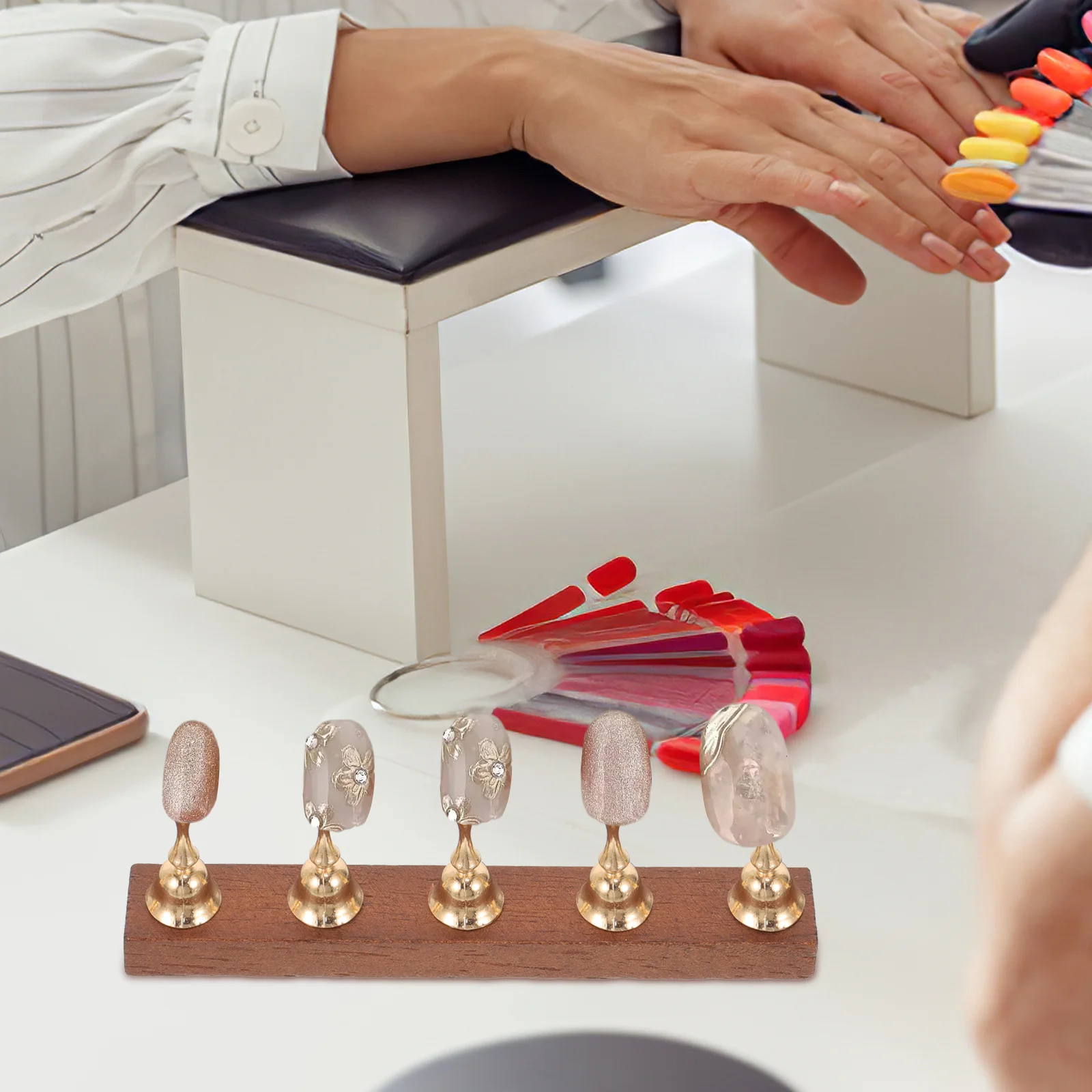 1 set 1 set supporto per premere sulle unghie con base supporto per pratica manicure supporto per display per unghie finte strumenti per nail art per uso domestico