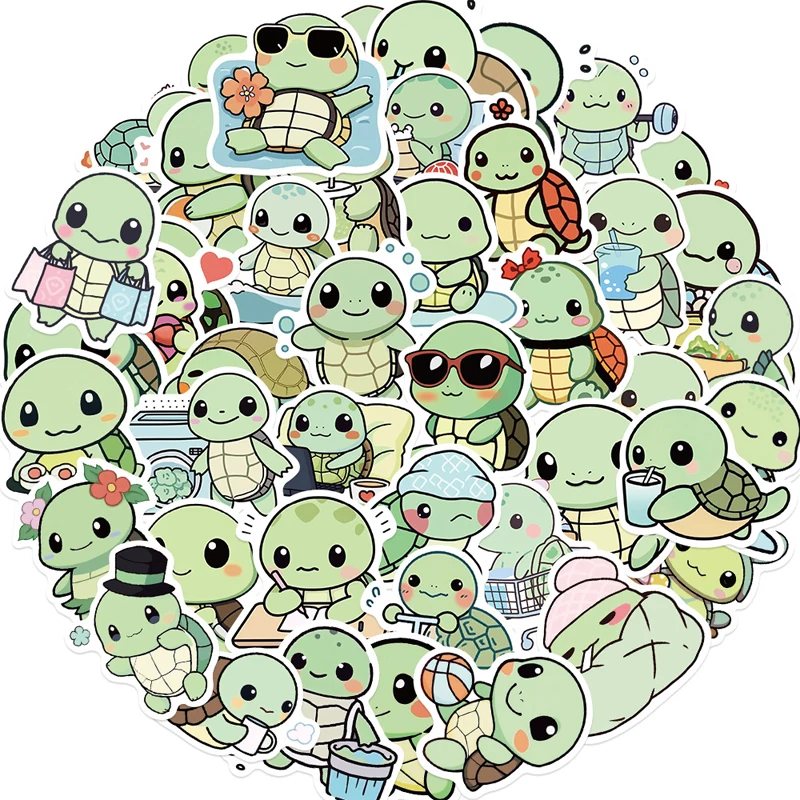 50 قطعة لطيف السلحفاة الصغيرة ملصق الكتابة على الجدران السلحفاة Diary بها بنفسك مذكرات الغيتار الهاتف الأمتعة ملصق الأطفال بنين بنات ملصق اللعب