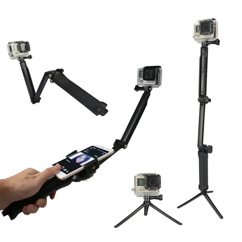 selfie stick Monopod Self Handheld Extendable Pole 3-Way + mini Tripod for Gopro HERO 11 10 9 8 xiaomi yi 4k SJCAM Acessories