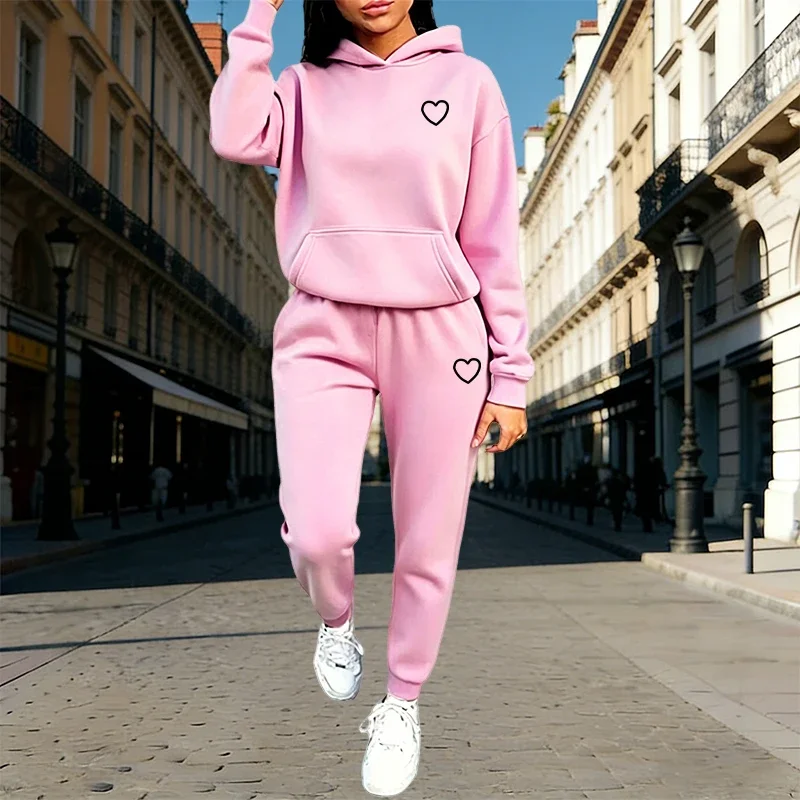 Women's Tracksuit Hoodies and Sweatpants Autumn Winter Daily Casual Sports Jogger Suit Home Outdoor Comfort Warm Pullover Outfit