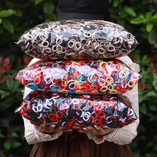 100/300/500 sztuk kolorowe podstawowe nylonowe elastyczne gumki do włosów dla dziewczynek kucyk trzymaj Scrunchie gumka Kid Fashion akcesoria do włosów