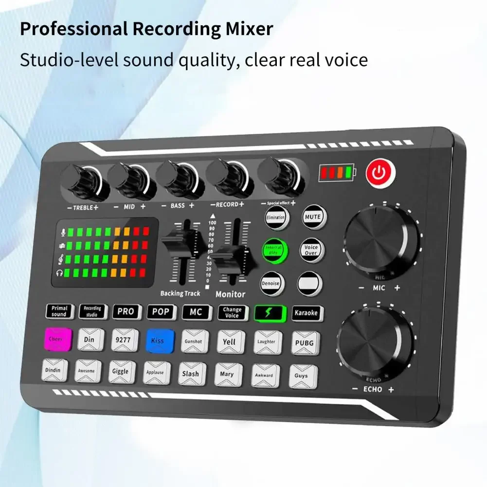 Portable Reliable F998 Microphone Sound Card Adapter Volume Adjustable USB Mixer Audio Console Amplifier Voice Control  Karao