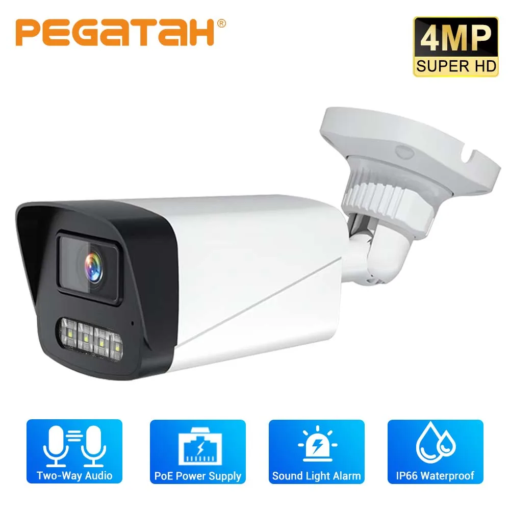 4K POE IP Camera Outdoor Human/Vehicle Detection Two-Way Audio Alarm IP66 Weatherproof Security CCTV Camera for NVR System