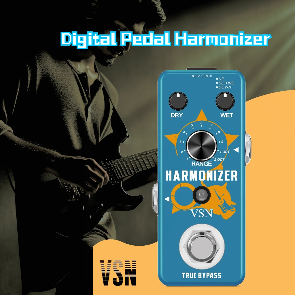 VSN Guitar Pedal Harmonizer Effects Polyphonic Pitch Shifting 44.1K 24 Bit Harmonist Effectors Compact Single Pedals Bypass