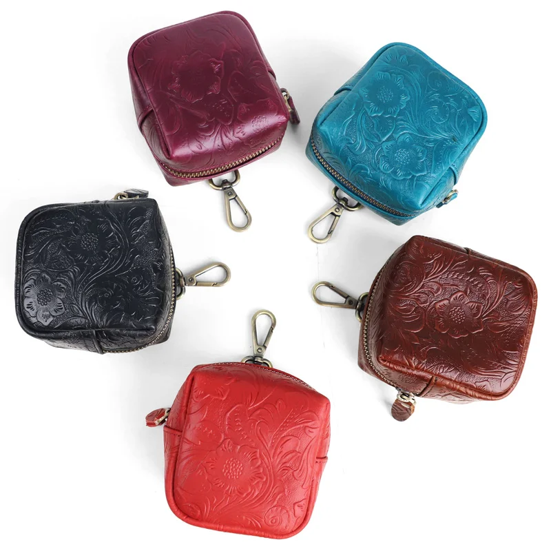 Genuine Leather Men's Wallet High Quality Retro Key Bags Handmade Small Storage Bag Headphone Pack Unisex Card Holder Purses