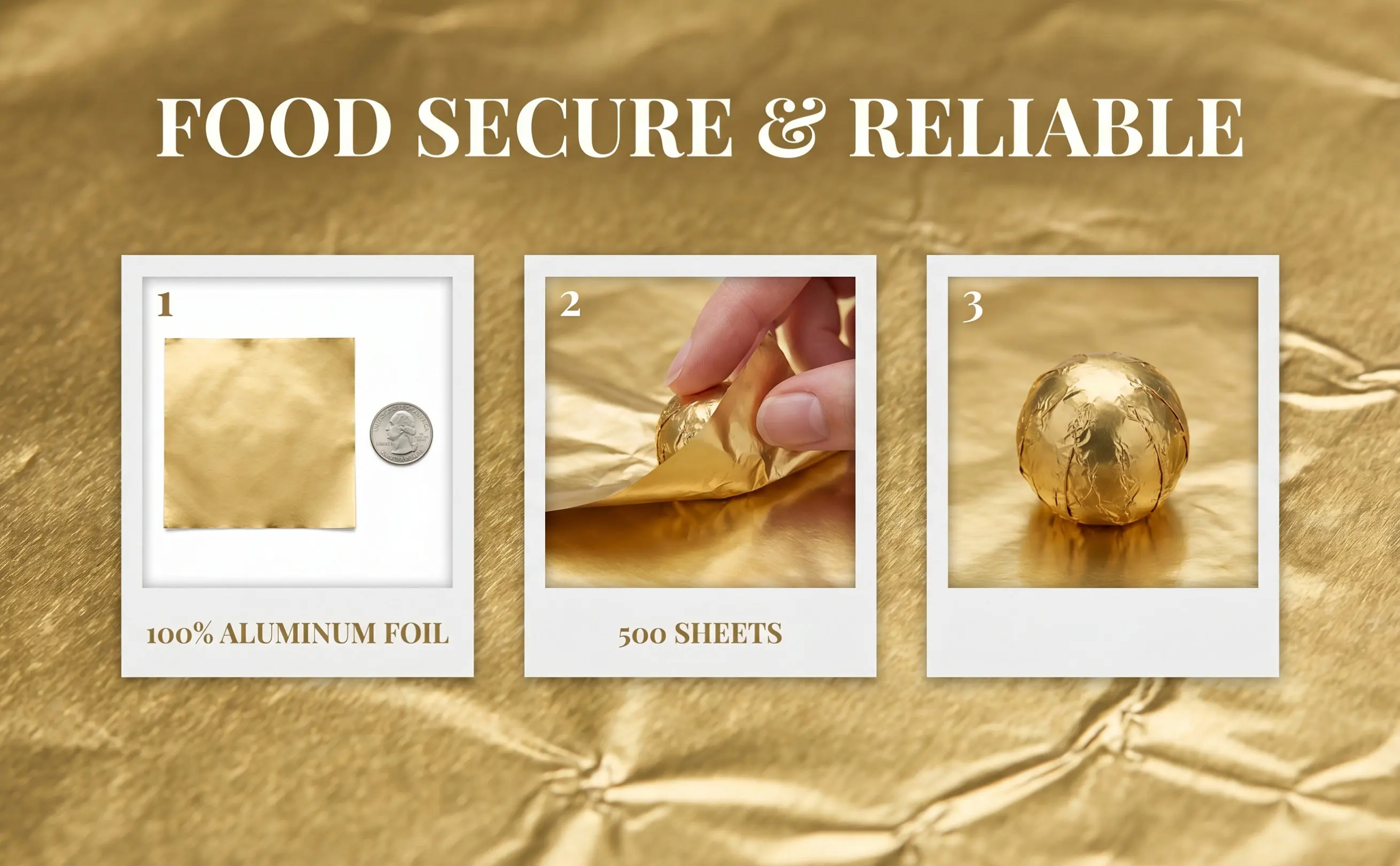 500Pcs Gold Foil Candy Wrappers Aluminum Foil Packaging Paper for Sweet Treats Chocolate Bonbons Nougat Bridal Shower