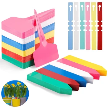 25/50/100 pces etiquetas de jardim classificação de plantas sinal tag bilhete placa de escrita de plástico plug in cartão colorido