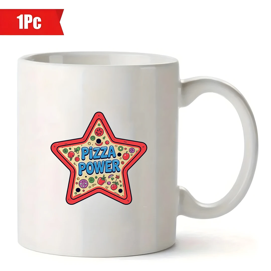 11온스 피자 테마 머그컵 + 만화 캐릭터 피자 파워 컵 어린이 가족 사무실 컵 크리스마스 선물