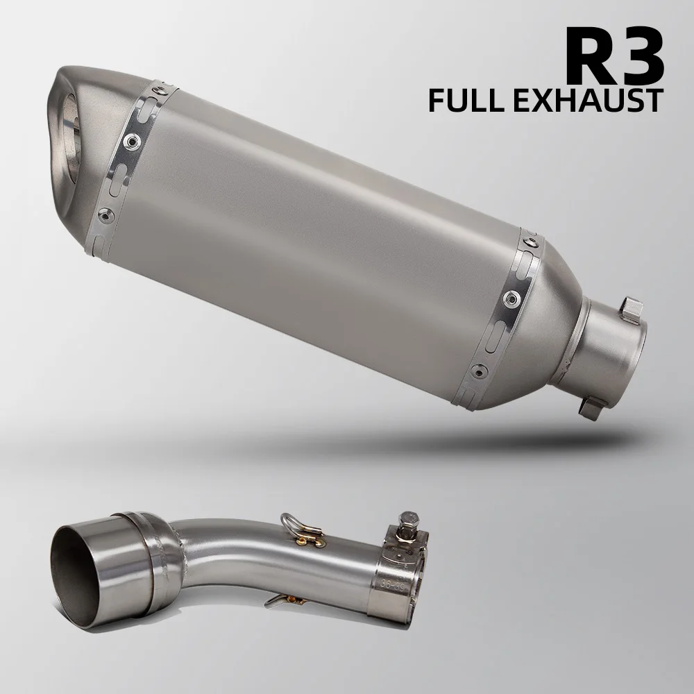 R3 Exhaust Muffler For Yamaha YZF-R25/R3 MT-25/03 ABS/Touring 2015-2026 Motorcycle Slip on Line Exhausts Kit 370MM Tail Tube