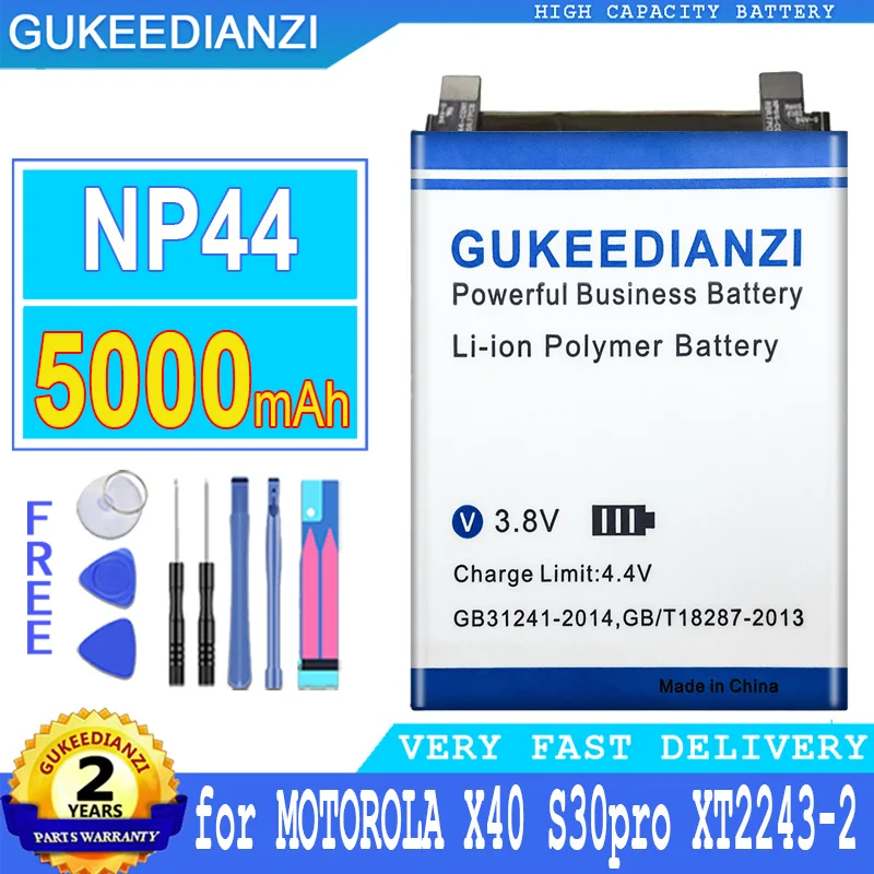 

Аккумулятор 5000 мАч GUKEEDIANZI NP44 для MOTOROLA moto X40 XT2301-5 PF46 S30pro S30 Pro XT2243-2, батарея большой мощности