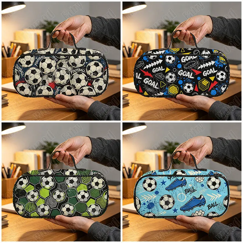 Cartoon Football / Soccer Ball Pattern Graphic Print Woman Cosmetic Case Ball Game Pencil Bag School Supplies Pencil Box