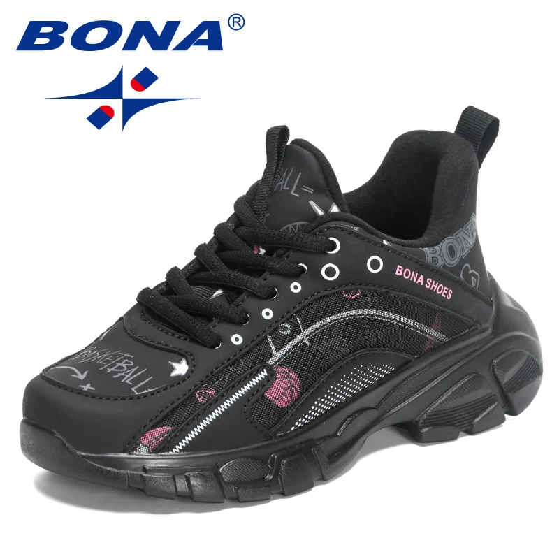 BONA 2023 New Designers Autumn Walking Shoes For Boys Girls Sport Shoes Fashion Breathable Soft Jooging Shoes Children Footwear