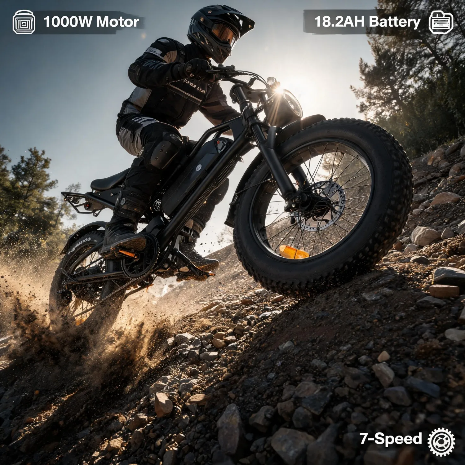 Heavy‑Duty All‑Terrain Off‑Road e‑bike,20 Inch Fat Tire electric bike for Snow Sand Beach Trails,1000W Motor,Shimano 7‑Speed,NFC Keyless Unlock,YL‑61F‑C LCD Display,Front Turn Signal,Free Fenders & Tool Kit,USA Warehouse Fast Delivery