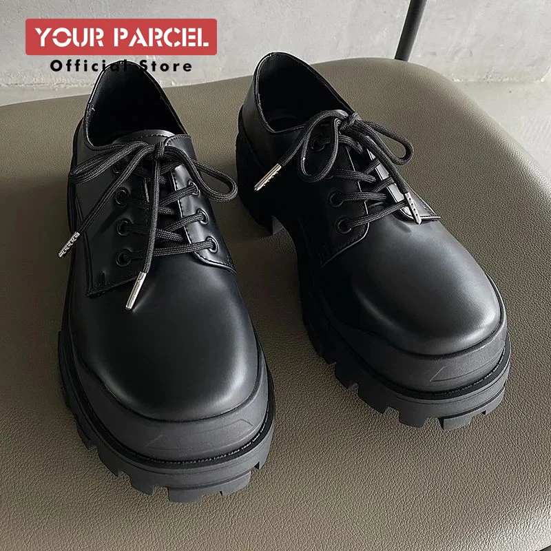 Paris sepatu Derby sol tebal pria, untuk sepatu kulit hitam Premium tinggi, sepatu bisnis gaya Inggris kepala besar