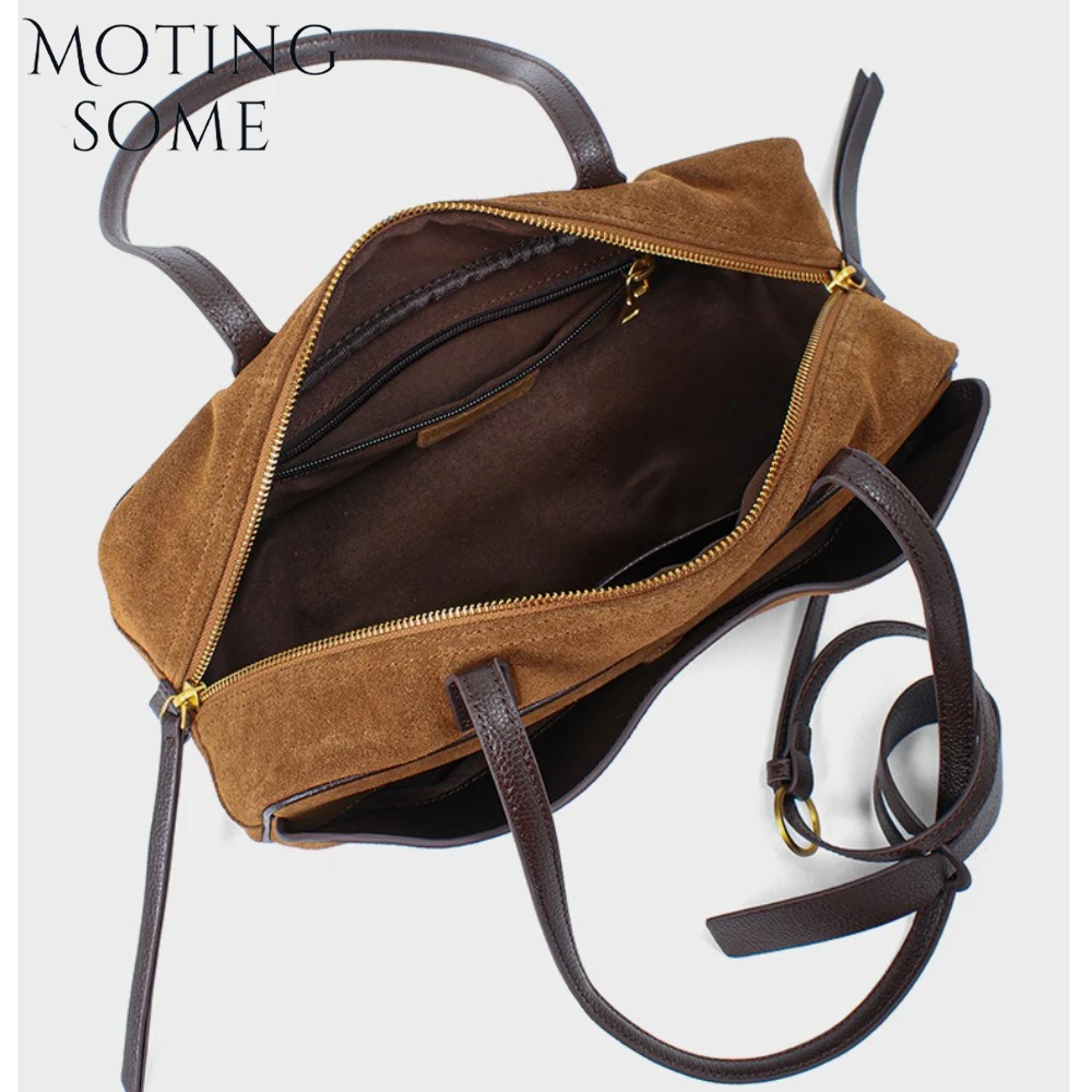 Motingsome sac en daim femmes sacoche Niche givré peau de vache sac à main Bowling sac 2025 nouveau banlieue mode Boston épaule fourre-tout
