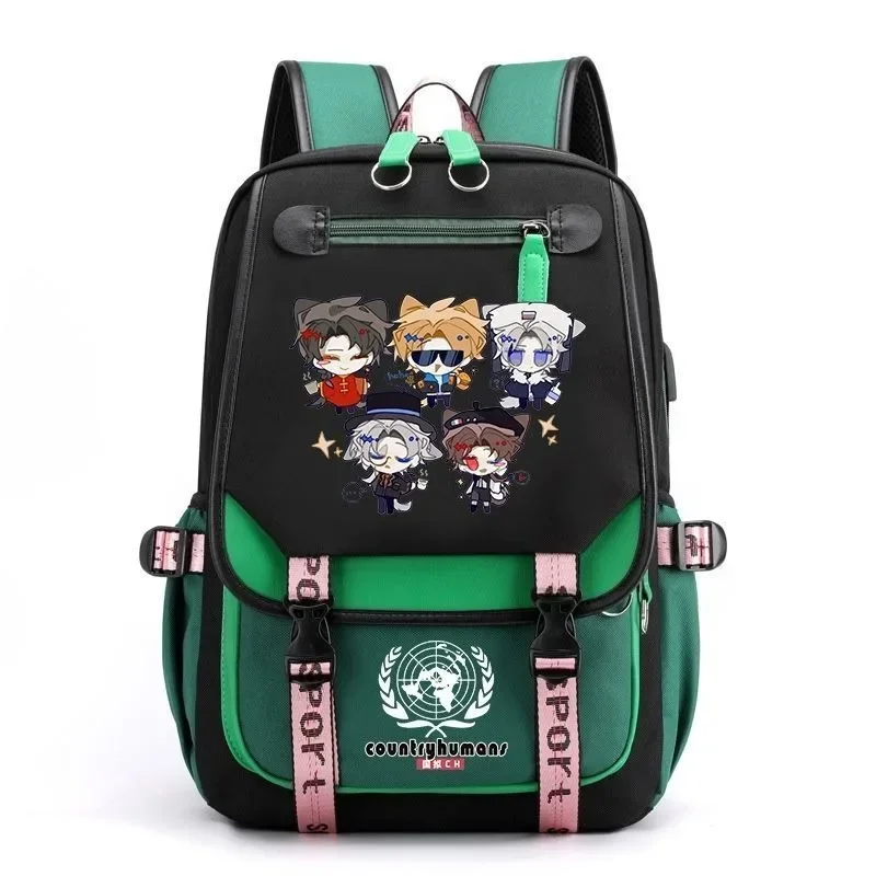 Дышащая сетка, USB-порт, разъем 3,5 мм, CountryHumans Country Humans Countryball Polandball Школьные сумки, аниме-рюкзаки для девочек и мальчиков