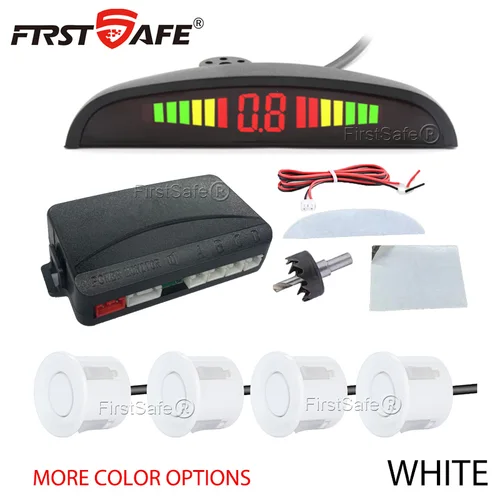 Imagen 2 del producto FirstSafe-Kit de Sensor de aparcamiento para coche, sistema Detector de Radar Universal con pantalla LED, 4 sensores, 22mm