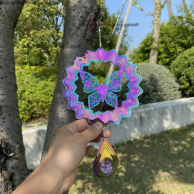 for 15cm Stainless Steel Hummingbird Wind Spinner, Color 3D Wind Chime Combo, Outdoor Hanging Garden Yard Decoration