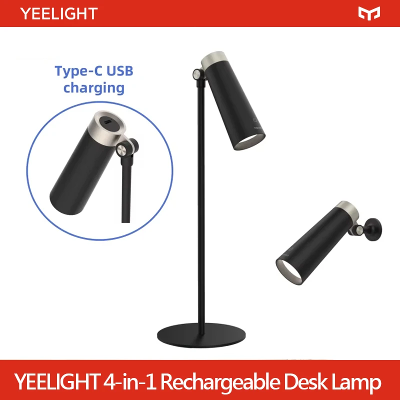 

YEELIGHT 4-in-1 Rechargeable Desk Lamp LED Reading Decorative Light 4 Ways to Use 180° Rotation Color Temperature 4000K Type-C