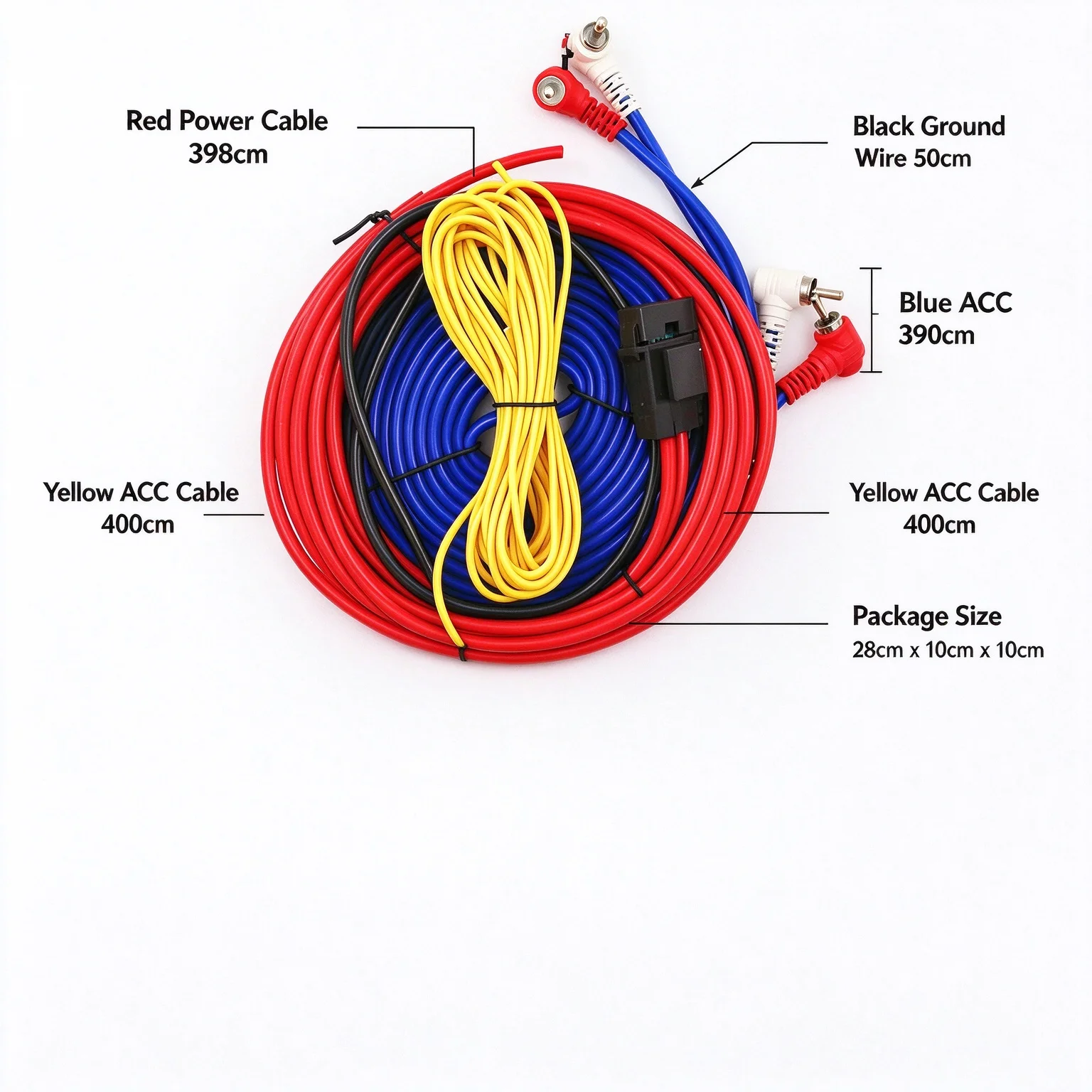 1Pc Plastic Copper 12V 60W Car Audio Wiring Kit Male To Male For Amplifier Subwoofer Stereo Modification FIT FOR Universal Car