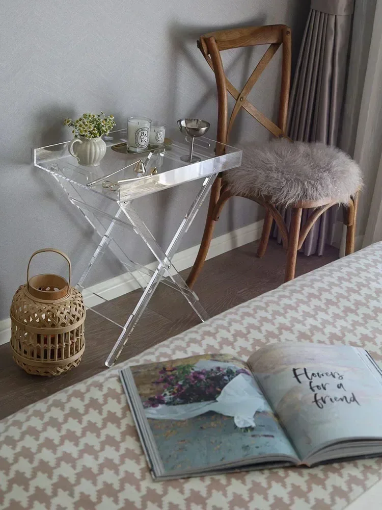 

Acrylic Folding Small Coffee Table Ins Style Simple Transparent Light Luxury Sofa Corner Table Bedside Small Table