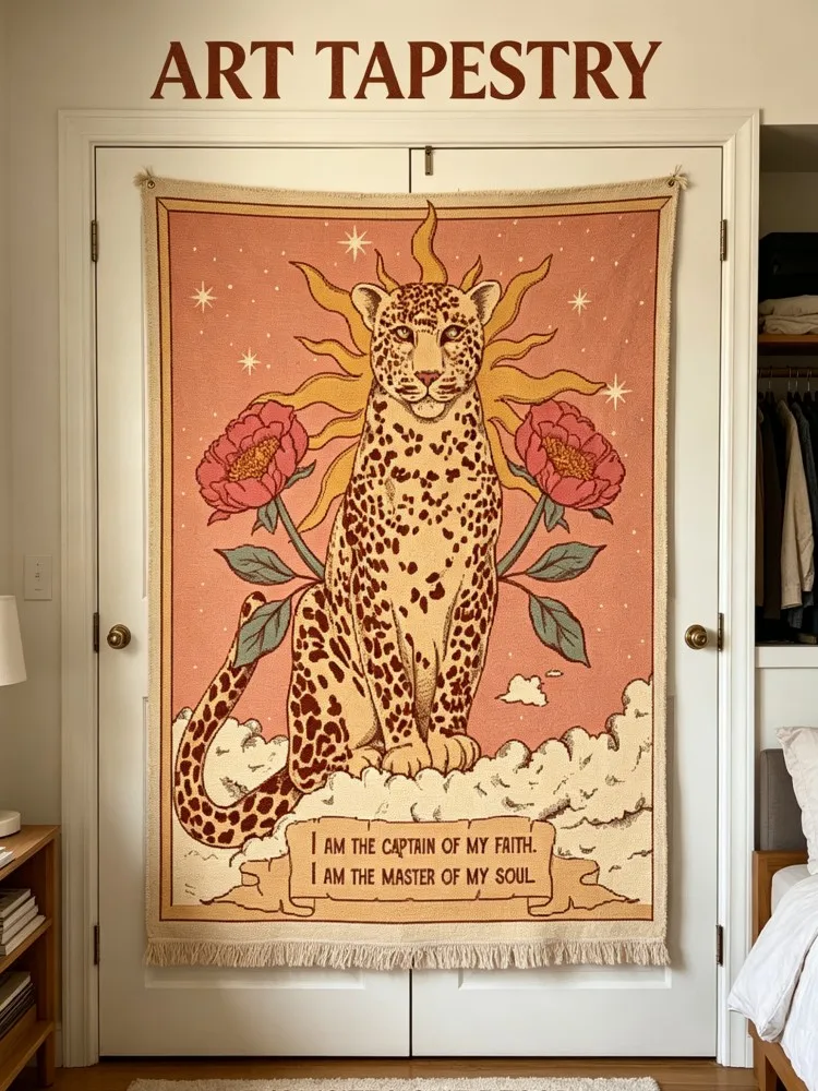 Sun Moon Tarot Wandteppich Wandbehang Boho Tarot Katze Kawaii Raumdekoration Psychedelischer Hippie Wandteppich Kinderzimmer Schlafzimmer Kunstposter