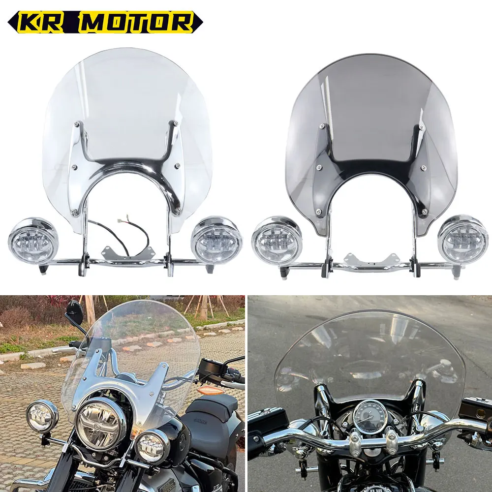 

Motorcycle Fit R 18 Fog Lamp Transparent Windshield Special Bracket Kit Cruising Windscreen For R18 Classic 100 Years 2020-2023