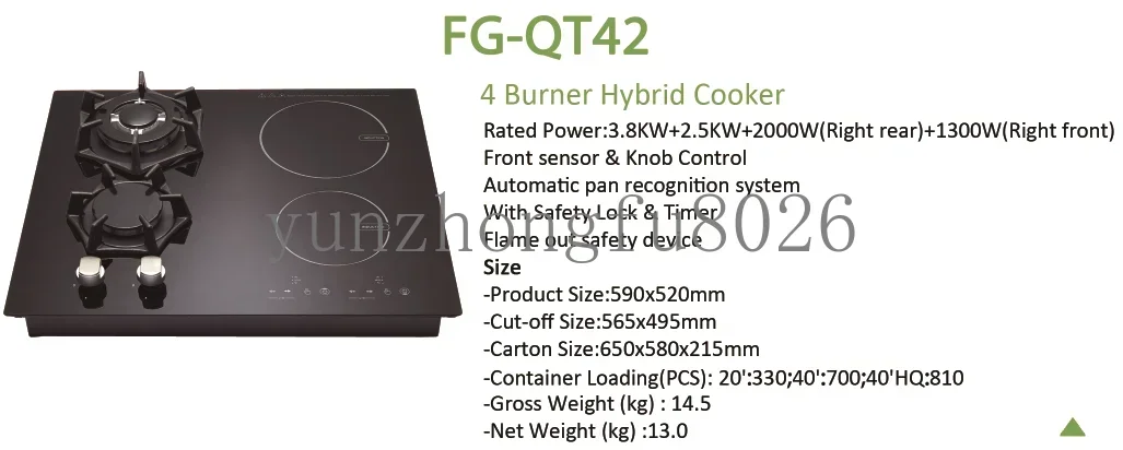 4 Burners hybrid FG-QT42 gas & induction combine cooker/hob