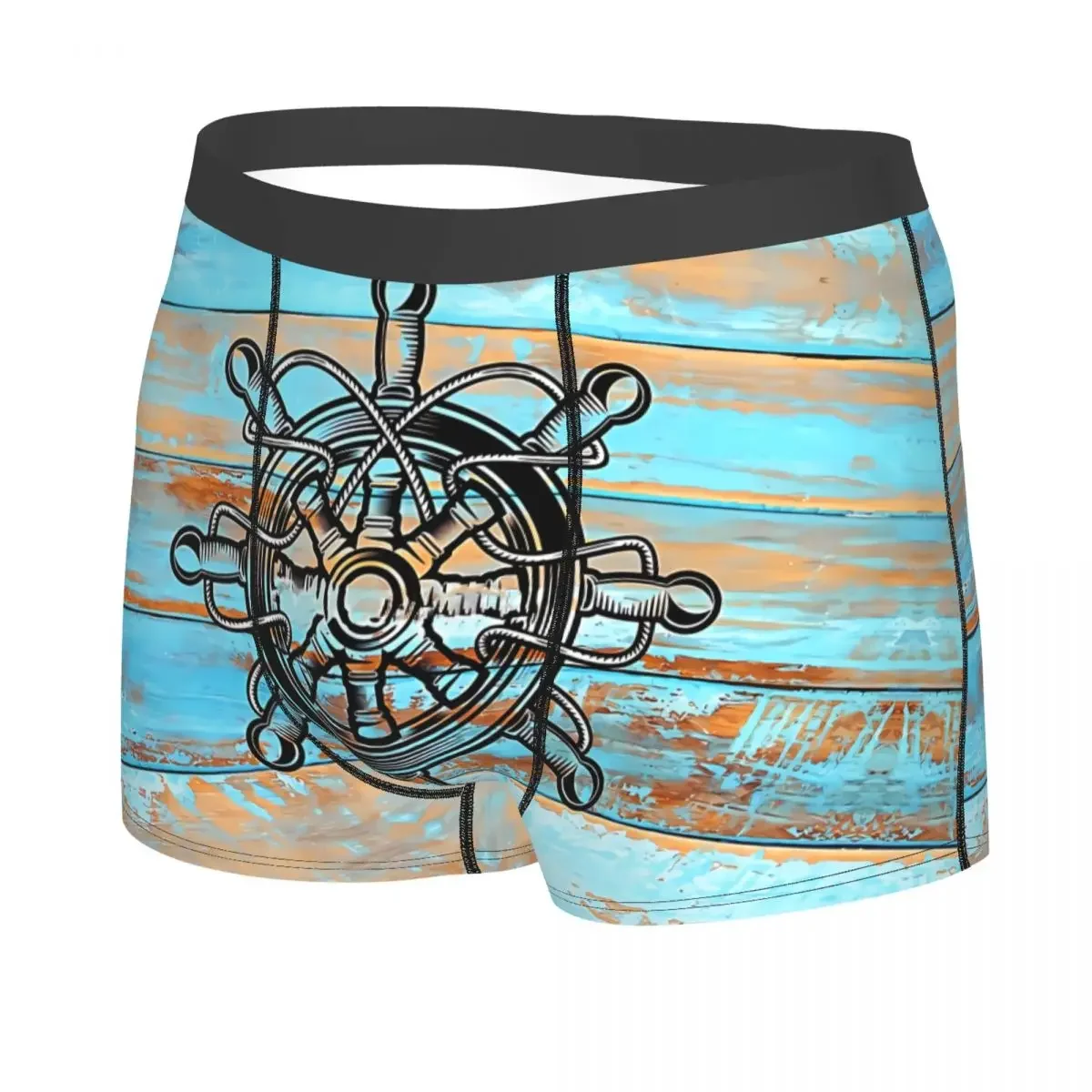 Nautical Sailing Captain Ships Wheel Men Boxer Briefs Underwear Ocean Compass Highly Breathable Top Quality Birthday Gifts