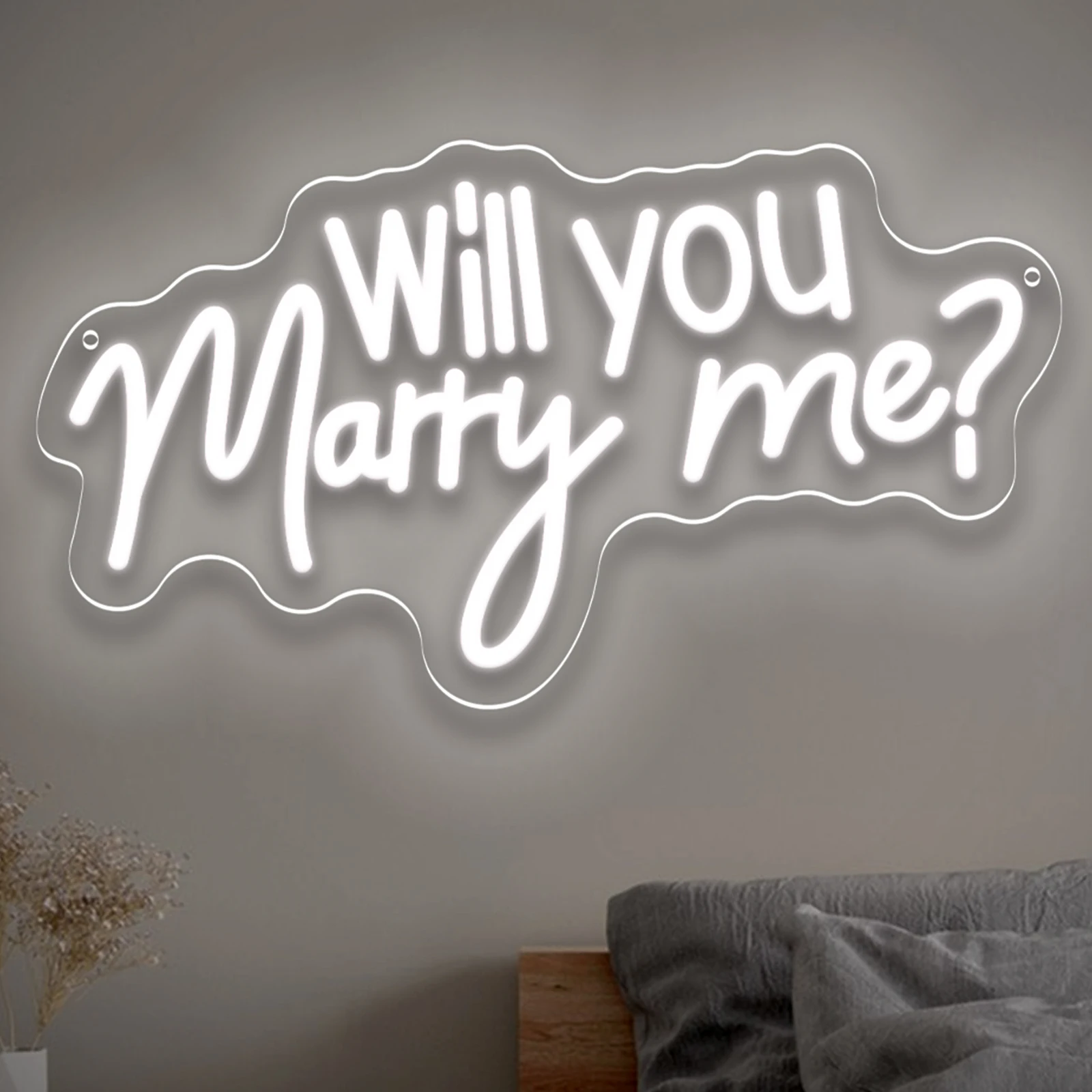 Will You Marry Me LED Neon Sign USB Power Dimmable Romantic Proposal Neon Light Wedding Decor Bedroom Wall Art for Couples Gift