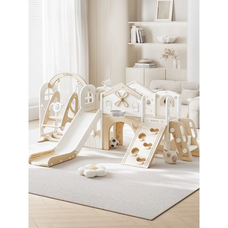 Indoor slide swing 2-in-1 family multi-functional climbing frame