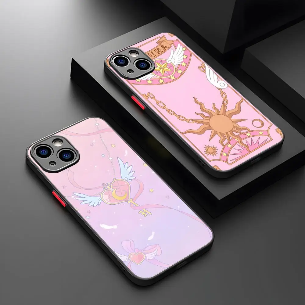 Anime Card Captor Sakura Phone Case Potdemiel Matte Transparent For 16 15 IPhone 12 11 13 Pro Max X XR X Back Cover