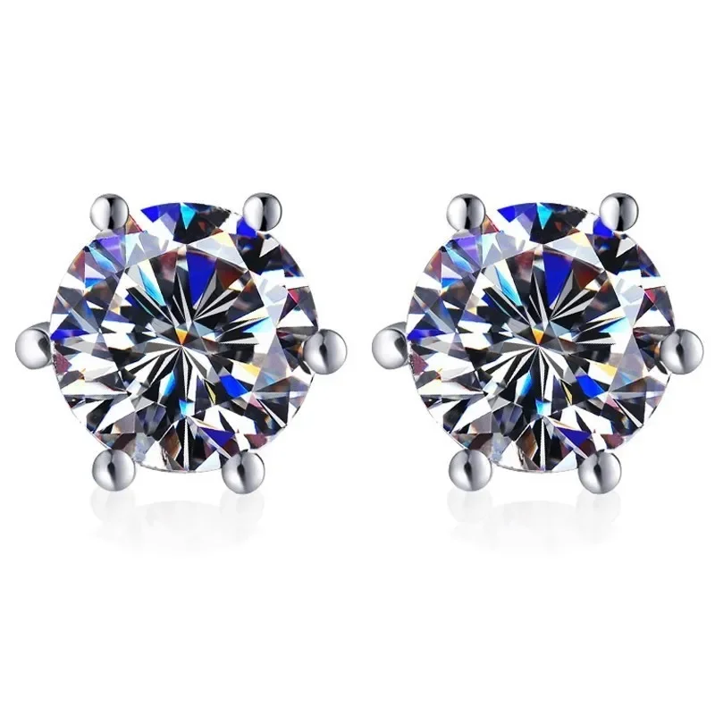 

HOT SALE moissanite crown earrings classic six-claw fine work simple earrings s925 pure silver earrings for women wedding