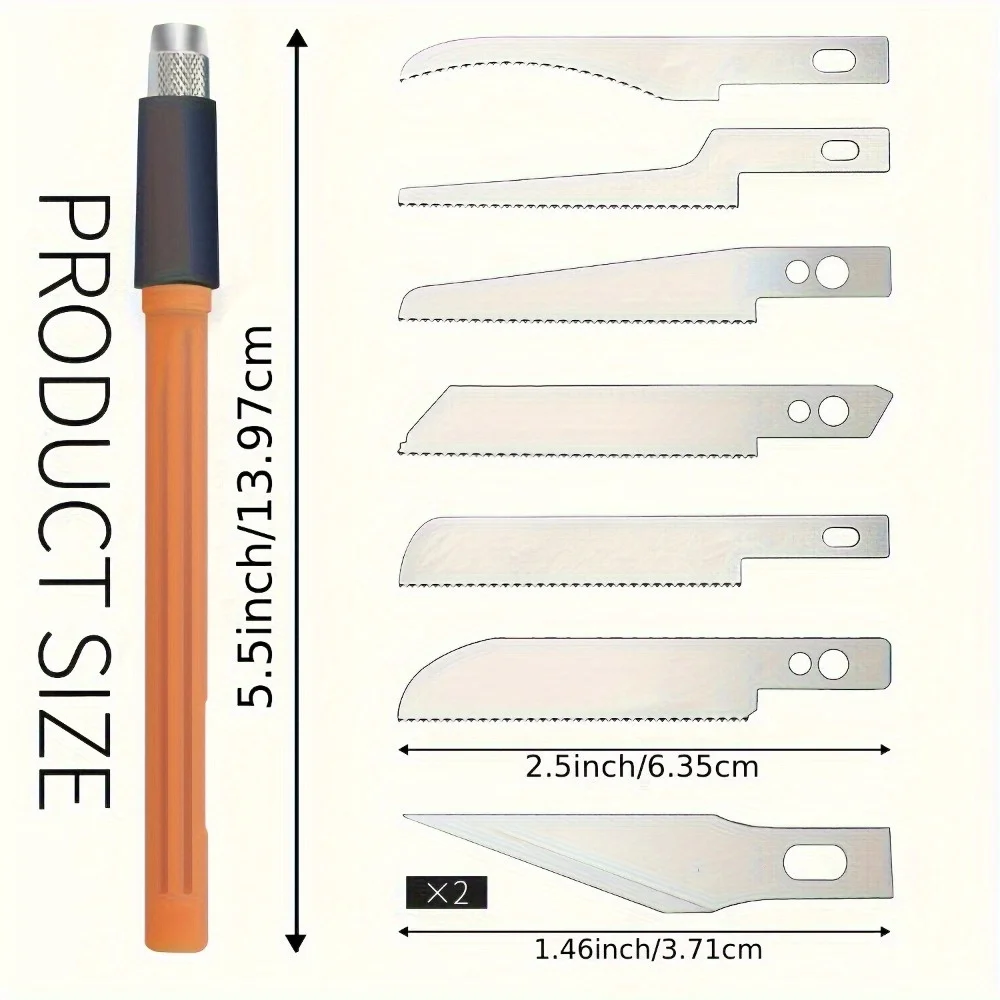 8-Piece Mini Hand Saw Model Craft Set DIY Precision Hobby Knife with Replaceable Steel Blades for Cutting Wood & Crafts Manual