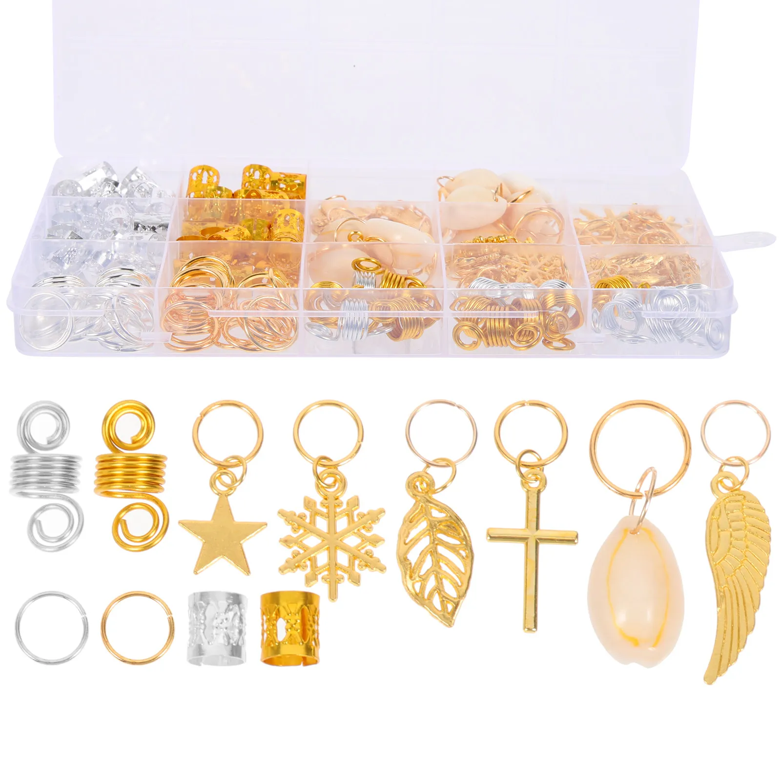 

200Pcs Hair Braid Jewelry Metal Rings Hollow-Out Hair Clasps Set Durable Dreadlocks Braiding Accessories for Women Girls