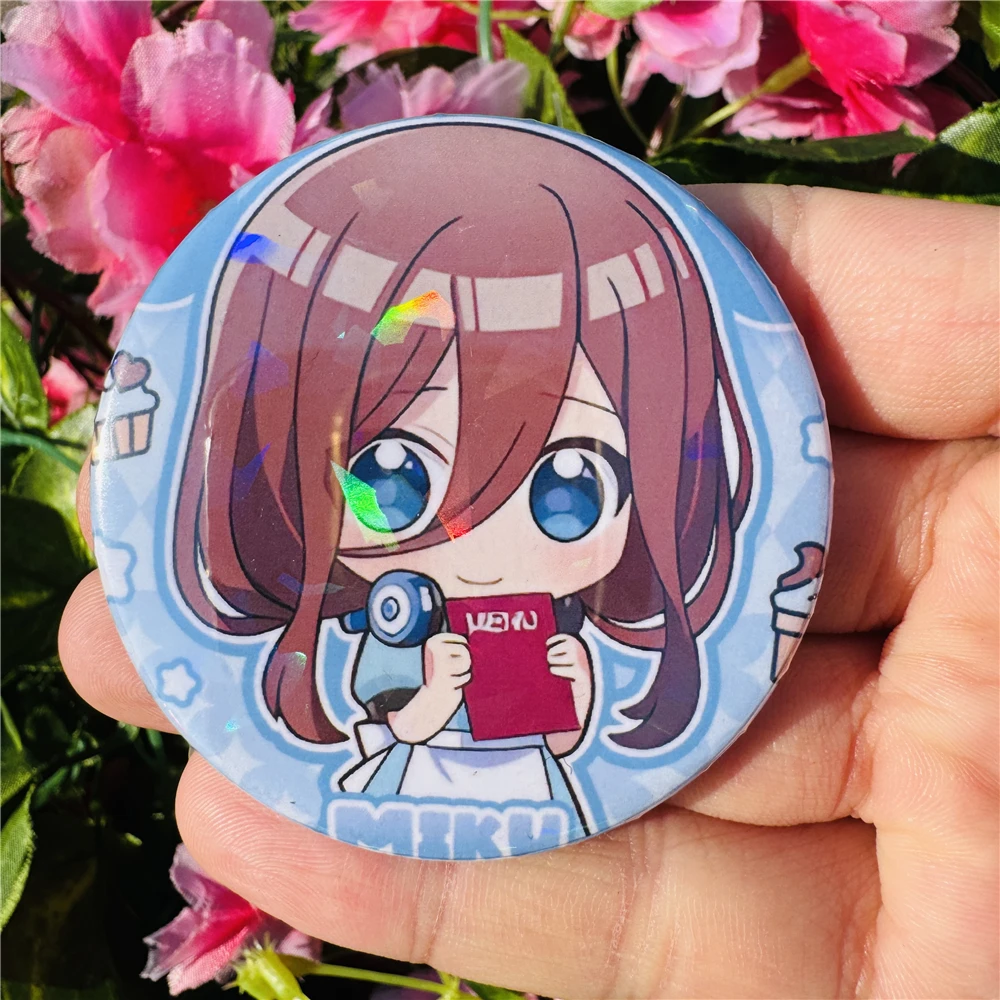 58mm Anime The Quintessential Quintuplets Nakano Miku Cosplay Costume Badge Pin SPTE Tinplate Brooch Accessories Prop Gift