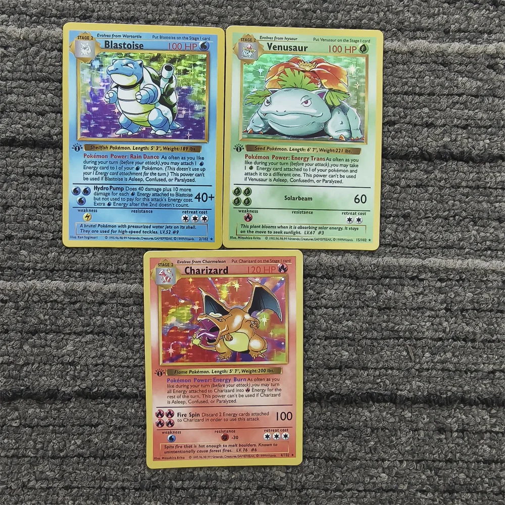 Pkm Holographic Flash Proxy การ์ดเดี่ยวประณีตเกมอะนิเมะการ์ตูน First Generation PTCG PROXY การ์ดที่ดีที่สุดของขวัญรวบรวม