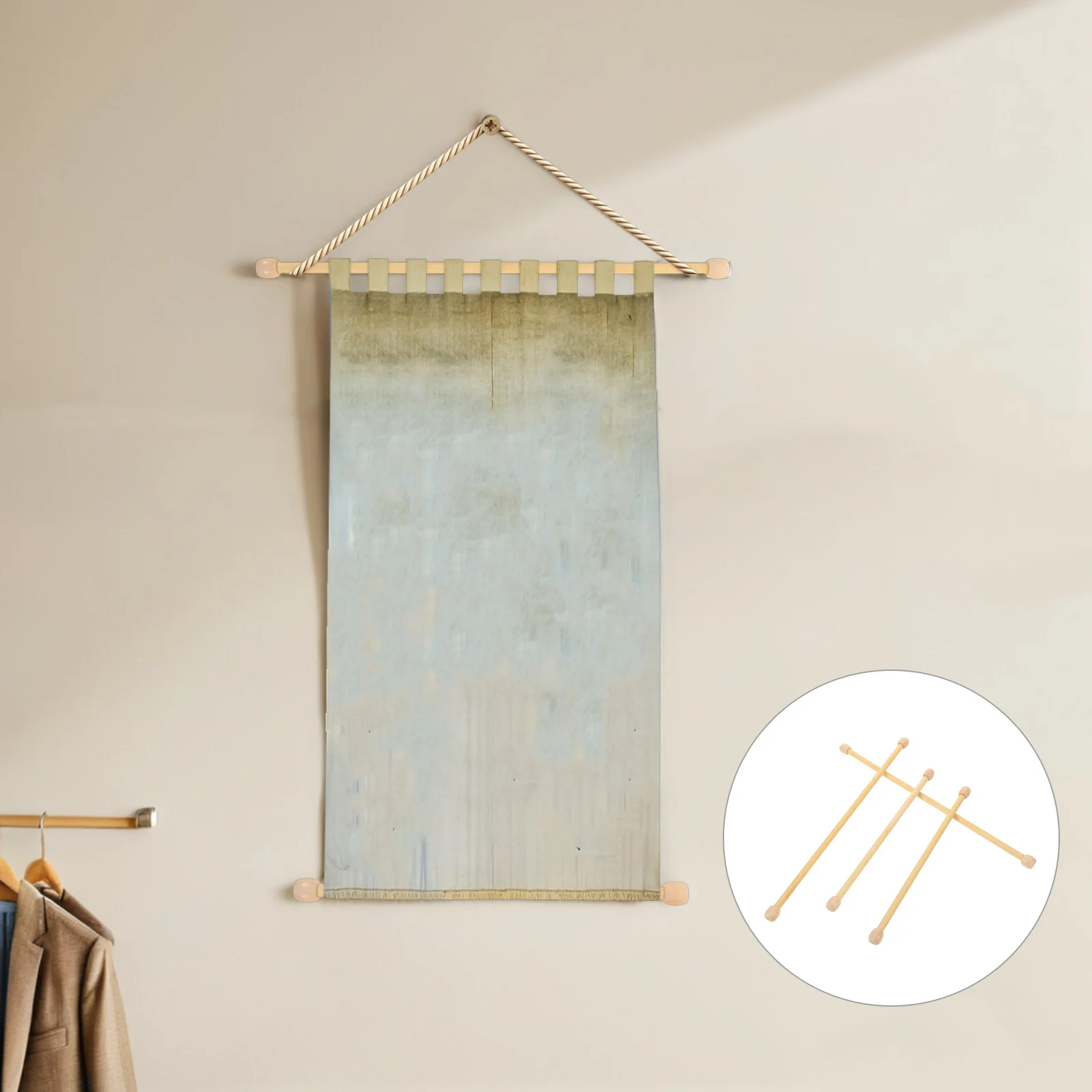 8 قطعة قضيب نسيج خشبي للتعليق على الحائط عصي معلقة سجاد فني بطانيات عرض شماعات وتد لتقوم بها بنفسك عمود مكرامية ديكور