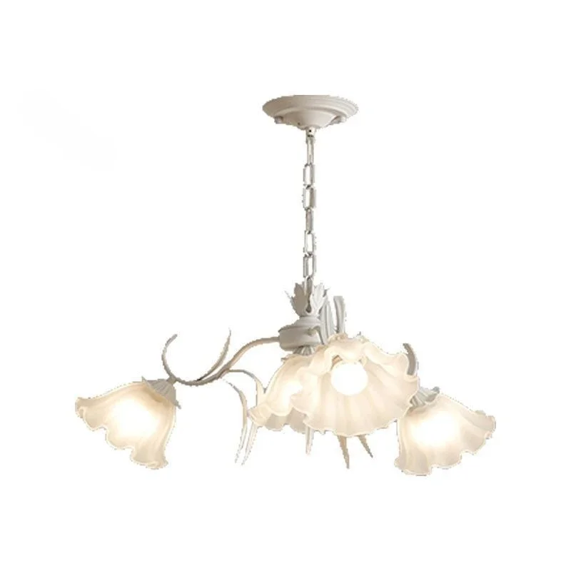 

French living room chandelier cream wind lamp Nordic pastoral flower lily of the valley lamp