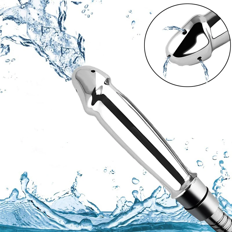 Metal Douche Shower Stainless Steel Enema Shower Bidet Shower Enema Syringe Toilet Anal Shower Head Beads Bidet Cleaning Kit