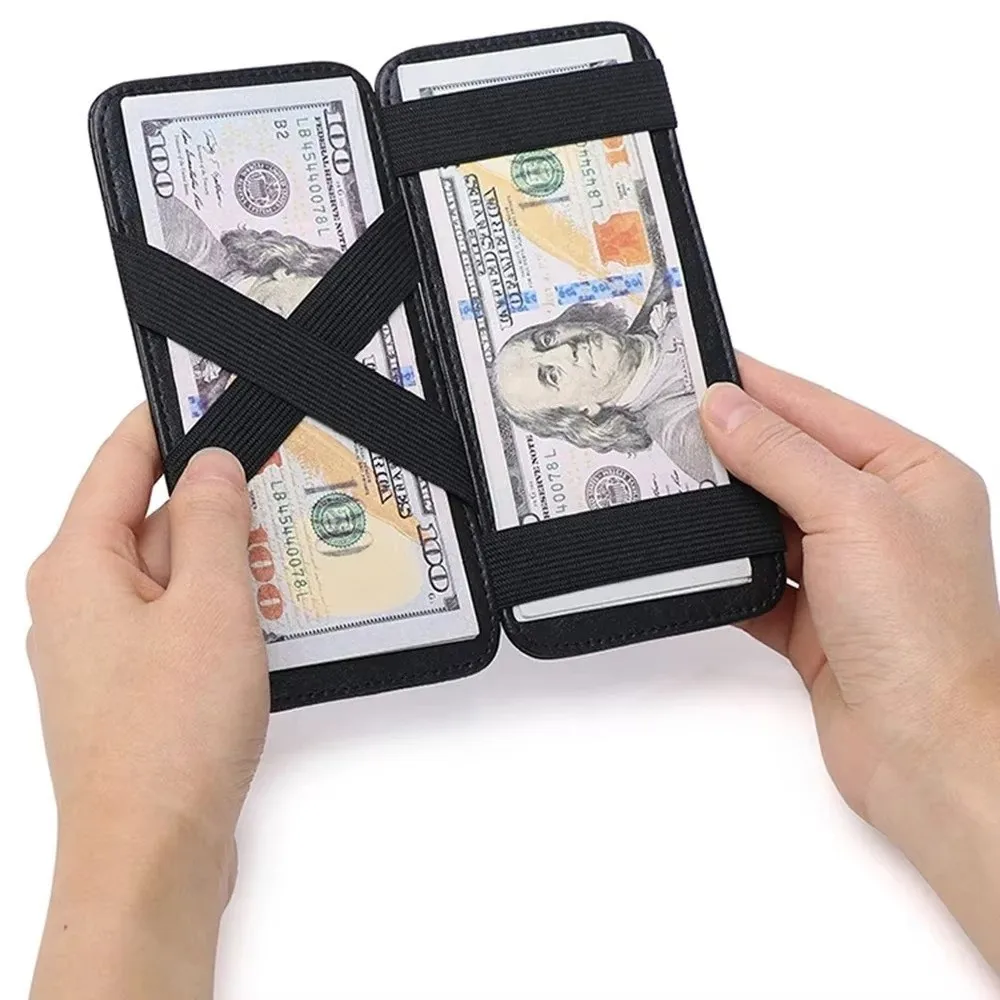 

Fashion Leather Crocodile Print Wallet Slim Multicard Slot Card Holder Solid Color Money Clip Men