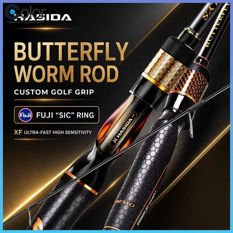 Hasida Butterfly Insect Fishing Rod Custom Golf Shaft Fuji Sic Guide Ring 30+40t High Carbon Spinning Baitcasting Rod