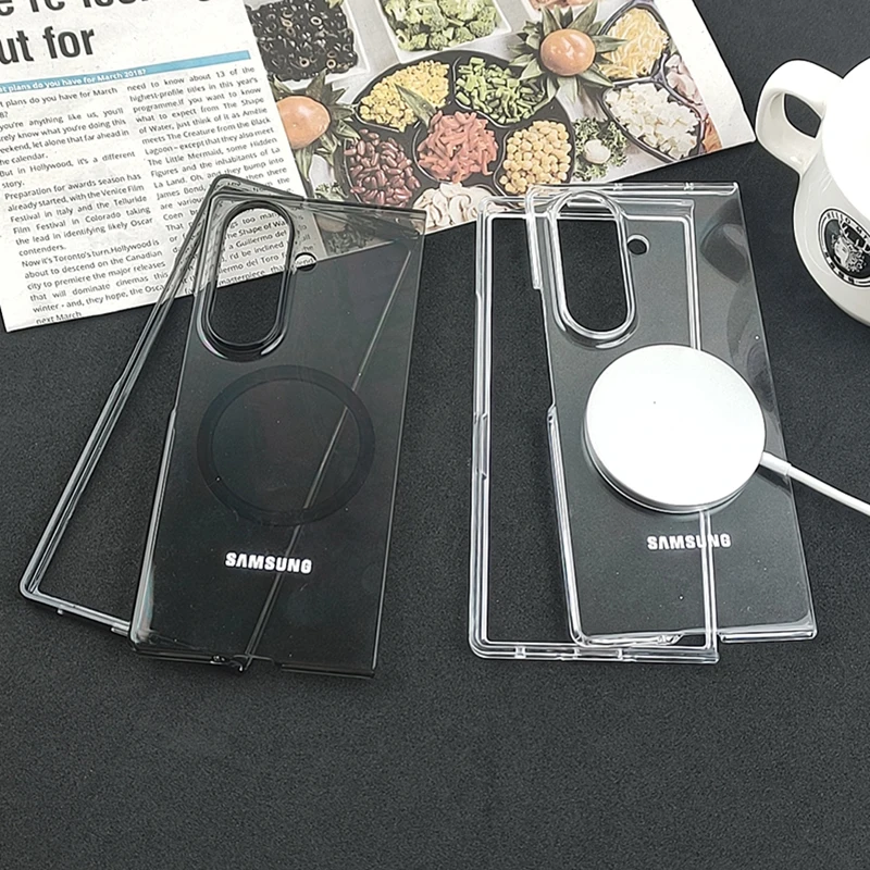 Przezroczyste magnetyczne etui Samsung Galaxy Z Fold 7 6 5 z obsługą ładowania bezprzewodowego, odporne na…